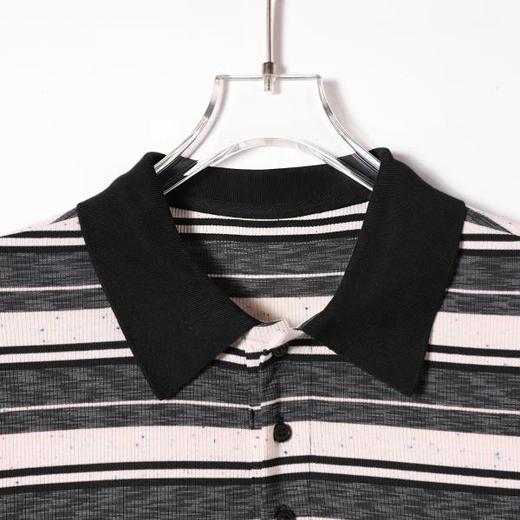 SDSA男装2026新款轻奢复古彩点条纹Polo衫撞色领抽绳下摆休闲短袖 商品图1