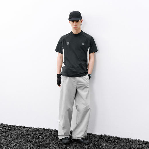 714street夏季防晒抗菌速干衣侧拉半高领短袖撞色拼接功能T恤男女 商品图1