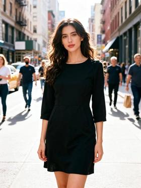 到手价159元 Buffalo新款女士圆领连衣裙 小黑裙 简约干净 美国代购，无中文标签，介意慎拍