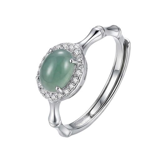 【宏艺珠宝】青竹凝翠·银s925翡翠戒指 商品图2