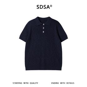 SDSA男装2026新款高贵轻奢老钱风竖纹纽扣翻领短袖T恤百搭休闲