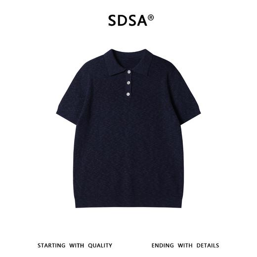 SDSA男装2026新款高贵轻奢老钱风竖纹纽扣翻领短袖T恤百搭休闲 商品图0