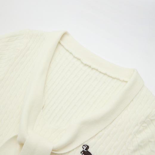 西遇系带V领短袖针织衫女2026春新款小狗刺绣气质领带小众上衣H0060260 商品图5