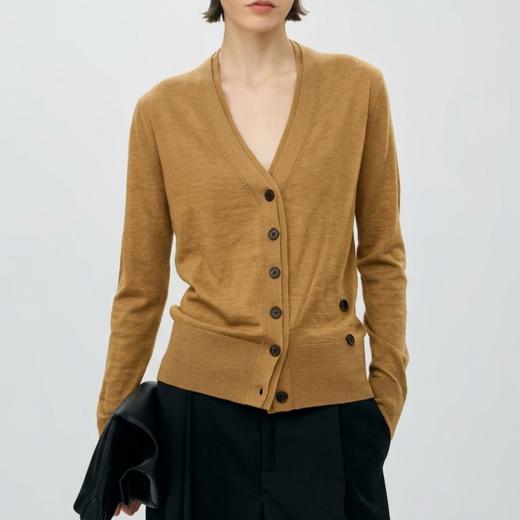 多穿扭扭衫~6A级白厂丝羊毛双层V领外套女慵懒开衫SYM260593 商品图0