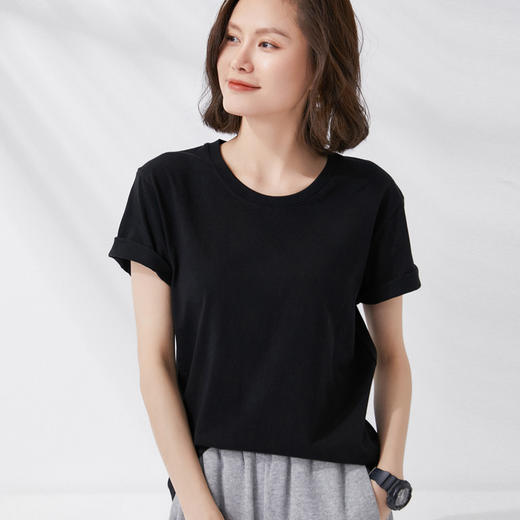 热卖！遮肉显瘦、干净利落！【单拍不发货 加购3件到手59元】明肖 200g马卡龙糖果多色休闲纯棉T恤 NCTX808 商品图4