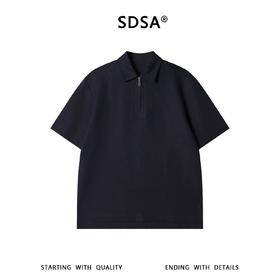 SDSA男装2026新款高贵轻奢老钱风简约半拉链翻领短袖T恤百搭休闲