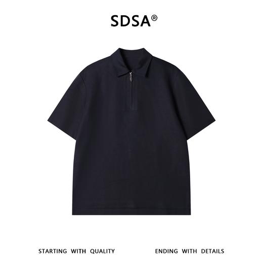 SDSA男装2026新款高贵轻奢老钱风简约半拉链翻领短袖T恤百搭休闲 商品图0