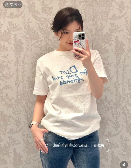 F040715夏季新款双纱面料草写手写刺绣字母印花情侣圆领短袖T恤 商品图11