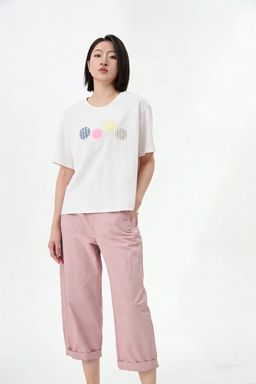 水淼2026夏新款纯棉贴补气球印花短袖2543