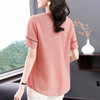 大码短袖衬衫女纯棉夏季遮肚子宽松粉色上衣洋气女装2026新款衬衣 商品缩略图4