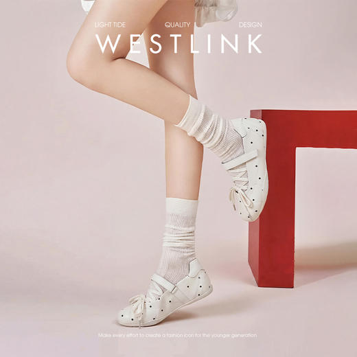 西遇波点运动芭蕾玛丽珍鞋女2026春季新款白色平底早春漂亮单鞋子V0566342 商品图3