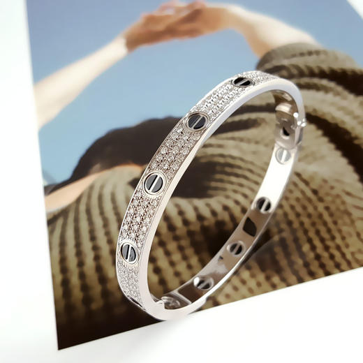 【天然正品】AU750白金经典时尚高定定制款群镶钻石手镯18号（皆取最大值）260326NJS12 商品图4