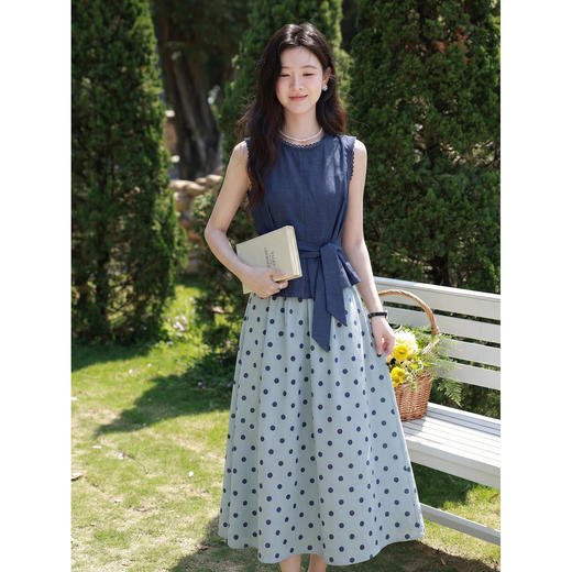 鹿向南【0410/20:00新品前1小时5折限量100件】蓝色背心裙子套装 商品图3