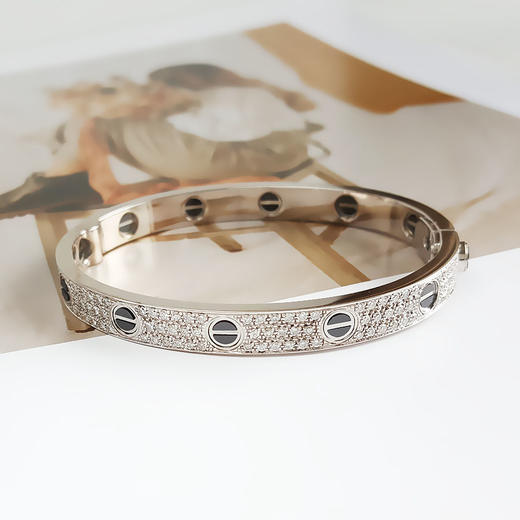 【天然正品】AU750白金经典时尚高定定制款群镶钻石手镯18号（皆取最大值）260326NJS12 商品图3