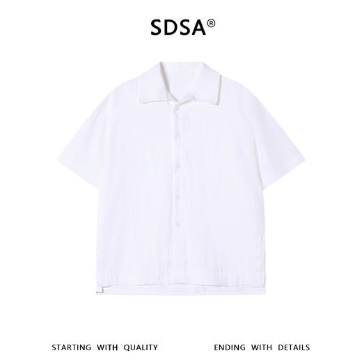 SDSA男装2026新款高贵轻奢日系纯色纽扣翻领短袖衬衫百搭休闲上衣 商品图0