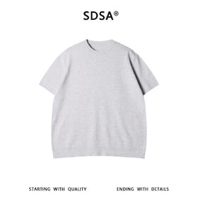 SDSA男装2026新款轻奢老钱风简约纯色提花针织圆领短袖T恤百搭