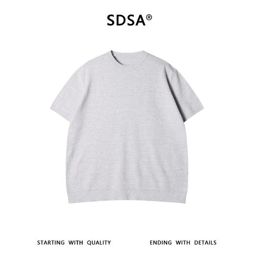 SDSA男装2026新款轻奢老钱风简约纯色提花针织圆领短袖T恤百搭 商品图0