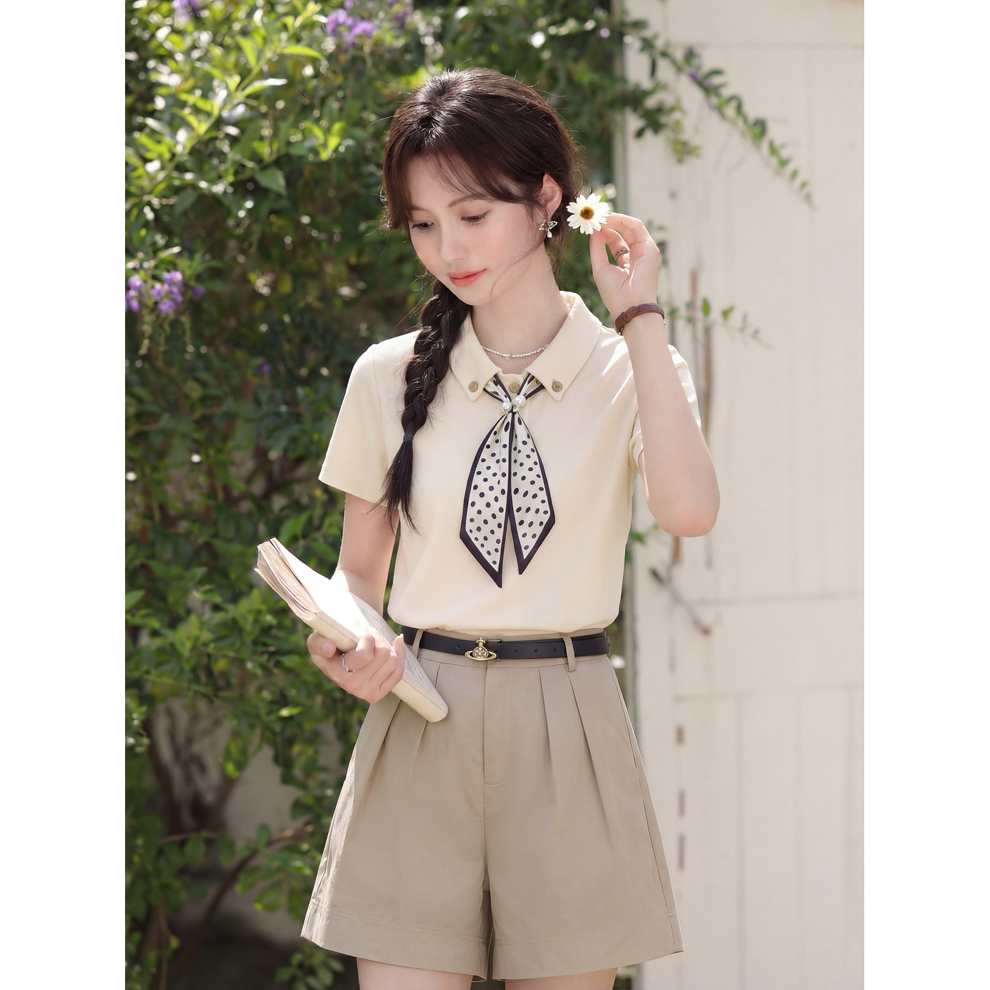 鹿向南【0410/20:00新品前1小时5折限量100件】杏色T恤上衣女流行