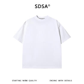 SDSA男装2026新款轻奢韩系简约圆领短袖T恤后背纽扣装饰设计百搭