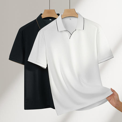 【DPF】大依优型大码男装夏季小V领短袖POLO衫商务休闲棉质上衣T恤 商品图1