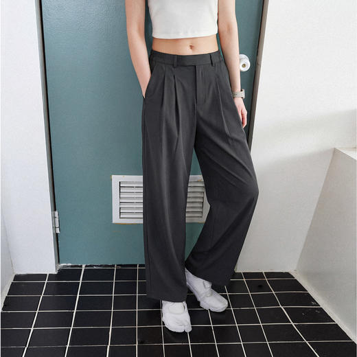 714street柔软舒适抗皱弹力双褶西裤2026夏季宽松显瘦男士休闲裤 商品图0