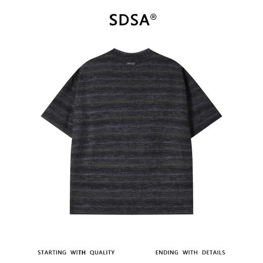 SDSA男装2026新款高贵轻奢韩系扎染条纹刺绣字母圆领短袖T恤百搭 商品图4