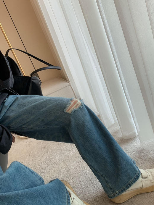 48-2 部分码两周发⚠️自留 春夏轻薄款 45R潇洒不羁 松弛帅气 柔软的破洞牛仔裤 客供面料 个性十足 商品图3