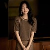 手工缀饰~轻奢风手工钉珠棉麻圆领针织短袖女高级感宽松显瘦上衣ZW26001 商品缩略图0