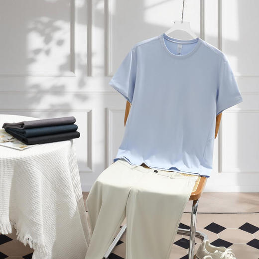 触感棉 云柔软糯速干棉感男女同款圆领短袖T恤   HLS-HK86003# 商品图4
