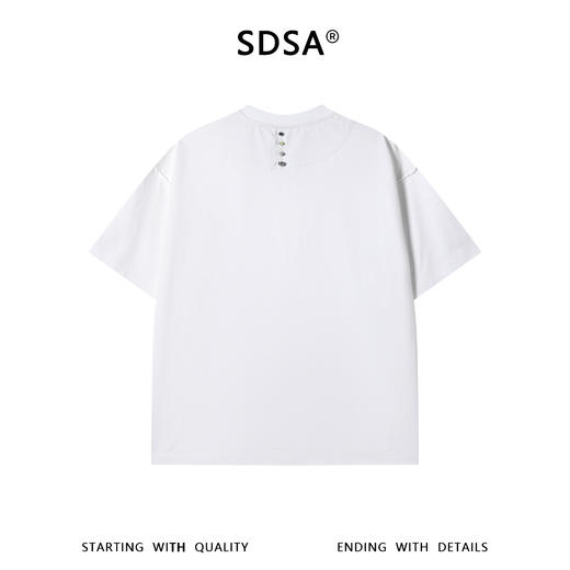 SDSA男装2026新款轻奢韩系简约圆领短袖T恤后背纽扣装饰设计百搭 商品图1