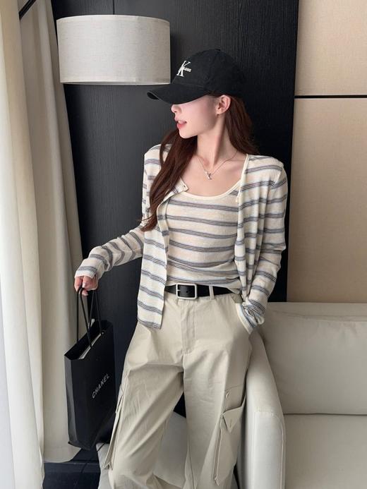 行走的美白滤镜夏日航海松弛条纹两件套 商品图3