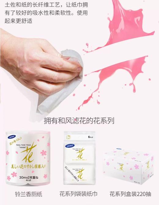 【店庆提前购】哈瑞咪多样屋 慕逸适日本进口抽纸 花系列滤花无香纸巾特柔保湿 盒装220抽/盒 活动价：39.9元 商品图7