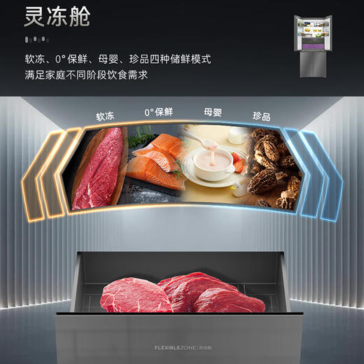 卡萨帝（Casarte）天成系列657升十字门冰箱自动制冰零距离自由嵌入式双系统MSA氮氧保鲜智慧动态除菌 双域变温空间+底置循环风幕保鲜科技657WGCTDAGDXU1 商品图5