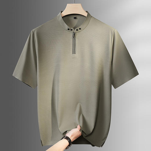 【DPF】大依优型大码男装夏季立领半拉链短袖T恤宽松舒适透气短袖上衣 商品图1