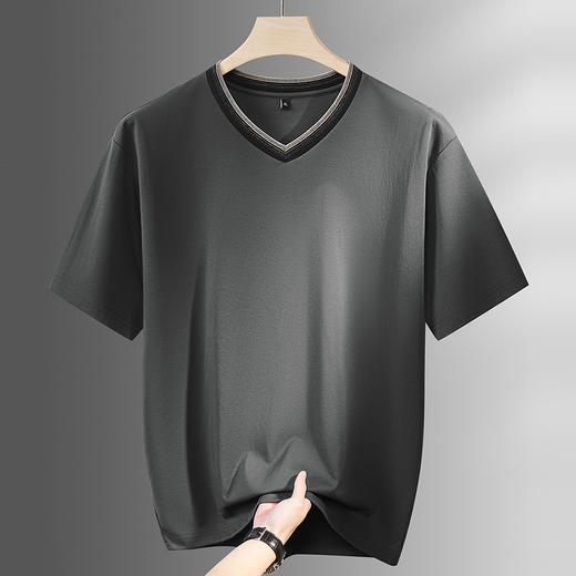 【DPF】大依优型大码男装夏季V领短袖T恤休闲百搭上衣棉质透气男士加大 商品图1