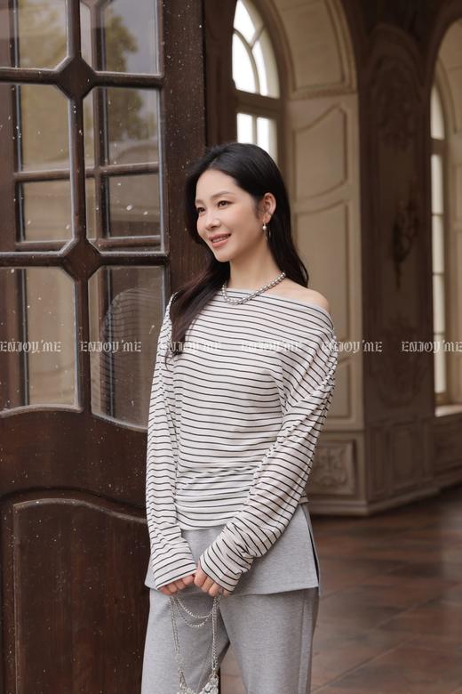 【门店同款】ENJOY春季“柔权主义”慵懒条纹T 169697675 商品图3