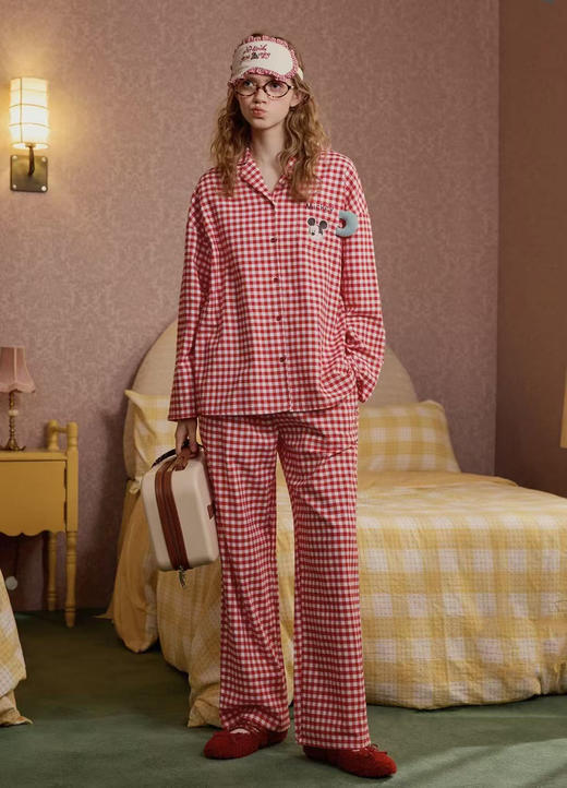 纯元！Z品单 ！好显白的kitty红格纹睡衣套装！ 商品图4