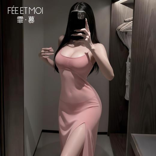 霏慕 侧开衩纯欲吊带后妈裙6572 商品图4