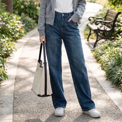 林小眠宽松直筒牛仔裤，宽松舒适，柔软有弹力，休闲通勤百搭 商品图9