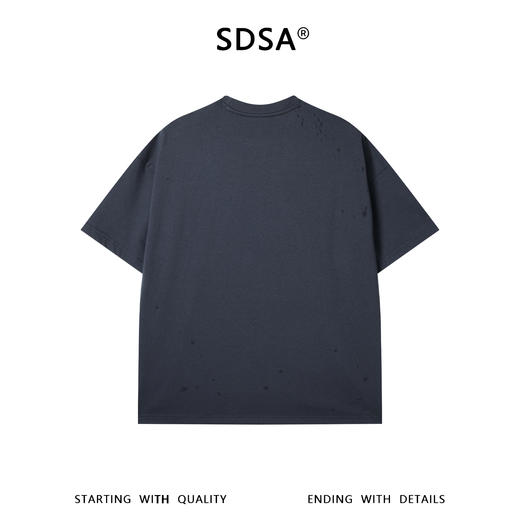 SDSA男装2026新款轻奢美式高级感磨破印花字母圆领短袖T恤百搭 商品图1