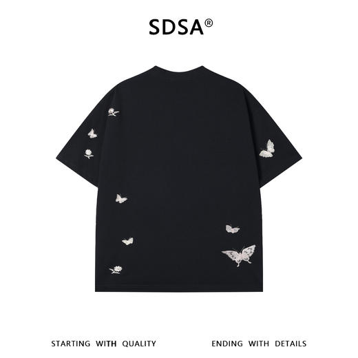 SDSA男装2026新款高贵轻奢国潮撞色蝴蝶刺绣设计圆短袖T恤百搭潮 商品图4