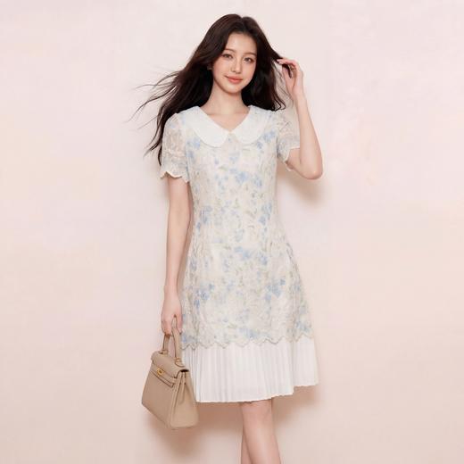 奢姿大码女装2026夏季减龄碎花娃娃领连衣裙胖妹妹百褶下摆裙子9962894510 商品图4