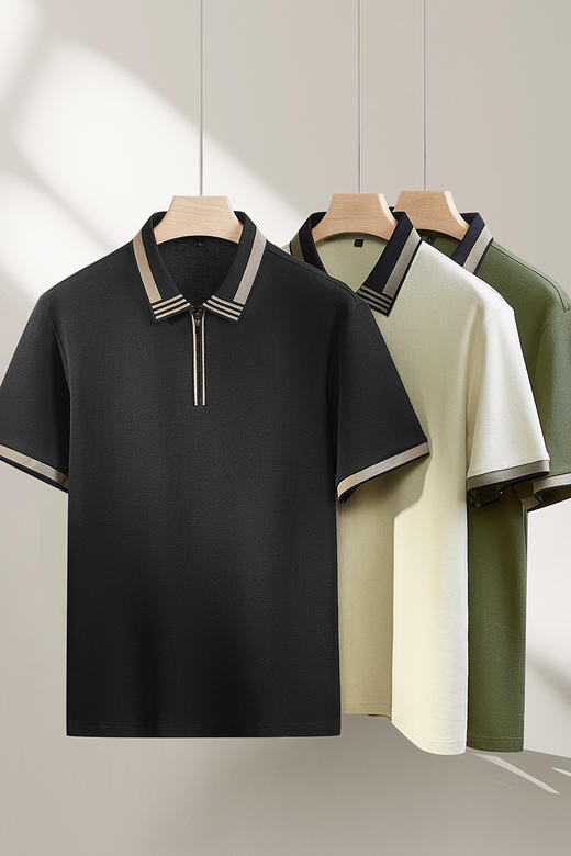 【DPF】大依优型大码男装夏季翻领半拉链polo衫短袖商务休闲透气短袖上衣 商品图5