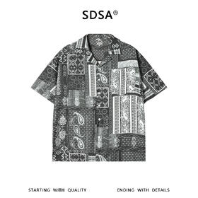 SDSA男装2026新款高贵轻奢潮牌复古腰果花卉翻领短袖衬衫百搭时尚