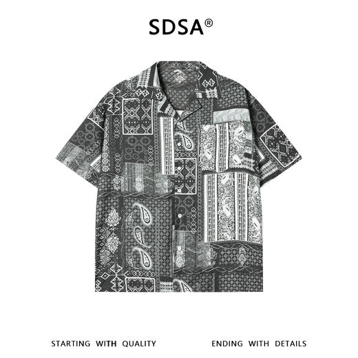 SDSA男装2026新款高贵轻奢潮牌复古腰果花卉翻领短袖衬衫百搭时尚 商品图0