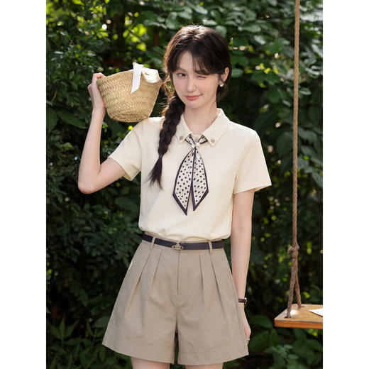 鹿向南【0410/20:00新品前1小时5折限量100件】杏色T恤上衣女流行 商品图2