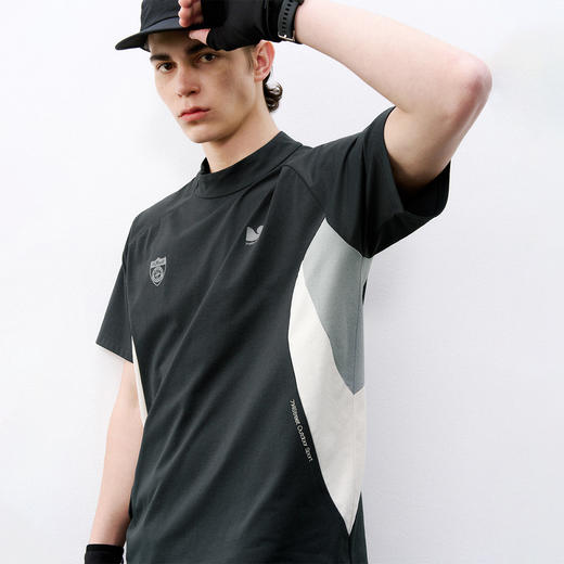 714street夏季防晒抗菌速干衣侧拉半高领短袖撞色拼接功能T恤男女 商品图2