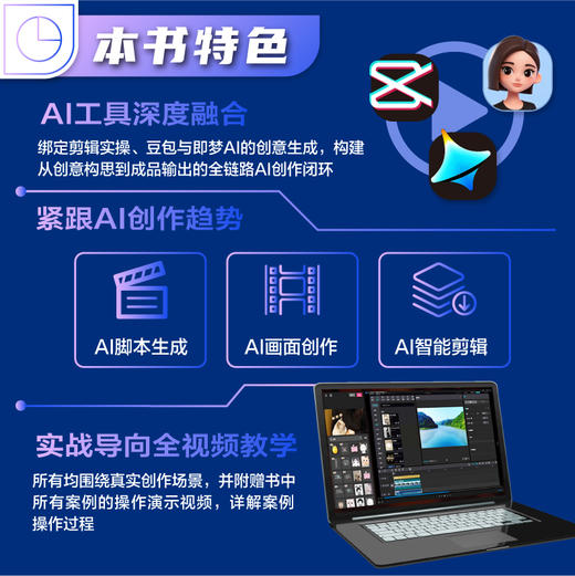 剪映豆包即梦AI 视频剪辑调色*从入门到精通 手机版+电脑版 AI短视频剪映教程书籍 商品图2