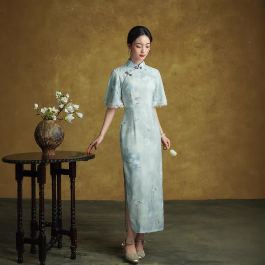 优雅复古高级感年轻款花花旗袍改良新中式国风长款旗袍2839 商品图3