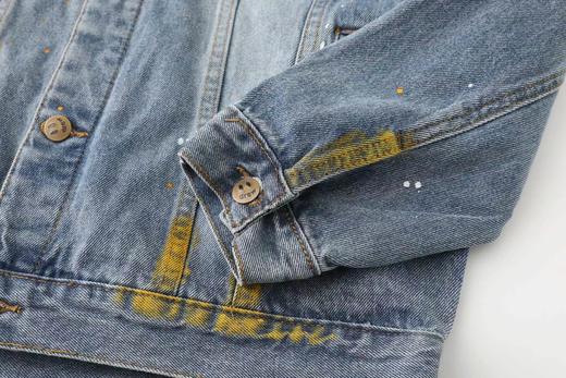 F040710春夏季新款时尚笑脸破洞破坏水洗泼墨刺绣牛仔夹克外套 商品图5